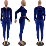 HAOYUAN Sexy Velvet Two Piece Set Jumpsuit Long Sleeve Zip Hoodies+Lace Up Pants Tracksuit Women Fall Clothes Nigth Club Outfits