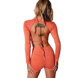 Women Dragon Pattern Print Crop T-shirts Tops Long Sleeve Backless Sexey Tees Top  Women Cropped Skinny Elastic Clothing