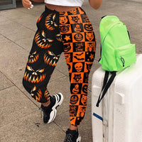 Women Fashion Skull Pattern Print Patchwork Pants Autumn Elastic Waist Pocket Harajuku Sport Trouser Casual Streetwear Sweatpant