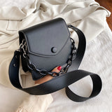 Solid Color Thick Chain Small PU Leather Crossbody Bags For Women 2021 Summer Shoulder Cross Body Bag Ladies Handbags