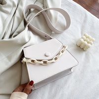Solid Color Thick Chain Small PU Leather Crossbody Bags For Women 2021 Summer Shoulder Cross Body Bag Ladies Handbags