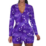 hirigin Zodiac Signs Bodysuit Sexy Women Long Sleeve Bodycon Pajama Romper Women Shorts Leotard Playsuit Overalls Sleepwear