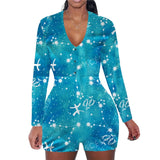 hirigin Zodiac Signs Bodysuit Sexy Women Long Sleeve Bodycon Pajama Romper Women Shorts Leotard Playsuit Overalls Sleepwear
