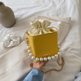 Box Shape PU Leather Crossbody Bags For Women 2021 Drawstring Sweet Shoulder Handbags Female Travel Summer Cross Body Bag