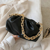 Gold Chain PU Leather  Bag For Women 2021 Summer Armpit bag Lady Shoulder Handbags Female Solid Color Travel Hand Bag