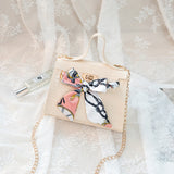 2020 New Ladies Bags Crocodile Pattern Silk Scarf Shoulder Bag PU Fashion Diagonal Bag Small Square Bag Mobile Phone Coin Purse
