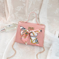 2020 New Ladies Bags Crocodile Pattern Silk Scarf Shoulder Bag PU Fashion Diagonal Bag Small Square Bag Mobile Phone Coin Purse