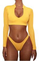 Bikini 2020 Push Up Bikini Brasileño Long Sleeve Thong Swimwear Bandage Plus Size Tankini Swimsuit Women 2 Pieces High Waist