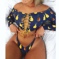 Bikini 2020 Push Up Bikini Brasileño Long Sleeve Thong Swimwear Bandage Plus Size Tankini Swimsuit Women 2 Pieces High Waist