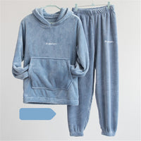 2020 Winter Coral Fleece Pajama Set Women Thick Warm Flannel Velvet Cozy Two Pieces Sleepwear Suit Ladies Home Clothing Homewear