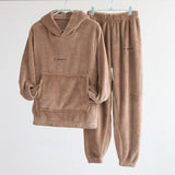 2020 Winter Coral Fleece Pajama Set Women Thick Warm Flannel Velvet Cozy Two Pieces Sleepwear Suit Ladies Home Clothing Homewear