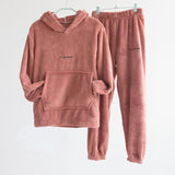 2020 Winter Coral Fleece Pajama Set Women Thick Warm Flannel Velvet Cozy Two Pieces Sleepwear Suit Ladies Home Clothing Homewear