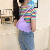 Fashion Candy Color Ladies Armpit Bag Retro Nylon Female Hobos Handbag Vintage Design Women Baguette Shoulder Bag Clutch Purse