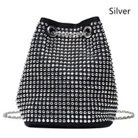 Fashion Women Hot Rhinestone Bucket Bags Luxury Woman Bag Female Shoulder Dinner/Party Handbags Ladies Shoulder Messenger Bags