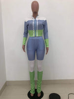 HAOYUAN Casual Two Piece Set Jumpsuit Tracksuit Women 2020 Fall Outfits Long Sleeve Zip Crop Top Stacked Leggings Matching Sets