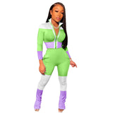 HAOYUAN Casual Two Piece Set Jumpsuit Tracksuit Women 2020 Fall Outfits Long Sleeve Zip Crop Top Stacked Leggings Matching Sets
