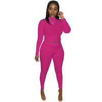 HAOYUAN Plus Size Knitted Two Piece Set Jumpsuit Long Sleeve O-neck Top+Bodycon Pants Tracksuits Fall Winter Women Sexy Outfits