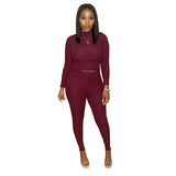 HAOYUAN Plus Size Knitted Two Piece Set Jumpsuit Long Sleeve O-neck Top+Bodycon Pants Tracksuits Fall Winter Women Sexy Outfits