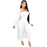 HAOYUAN Sexy Knitted Two Piece Set Long Sleeve Cardigan+Bodycon Off Shoulder Jumpsuit Fall Winter Clothing for Women Outfits