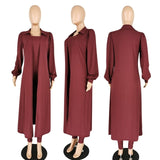 HAOYUAN Sexy Knitted Two Piece Set Long Sleeve Cardigan+Bodycon Off Shoulder Jumpsuit Fall Winter Clothing for Women Outfits