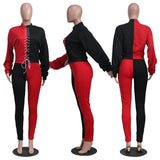 HAOYUAN Sexy Fashion Two Piece Set Jumpsuit Long Sleeve Bandage Top+Pants Tracksuit Women Fall Outfits Streetwear Matching Sets