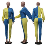 HAOYUAN Sexy Fashion Two Piece Set Jumpsuit Long Sleeve Bandage Top+Pants Tracksuit Women Fall Outfits Streetwear Matching Sets