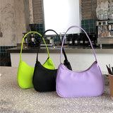 Fashion Candy Color Ladies Armpit Bag Retro Nylon Female Hobos Handbag Vintage Design Women Baguette Shoulder Bag Clutch Purse