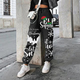 Women Fashion Skull Pattern Print Patchwork Pants Autumn Elastic Waist Pocket Harajuku Sport Trouser Casual Streetwear Sweatpant