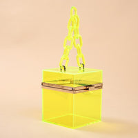 New 2020 Trend Transparent Clear Jelly Acrylic Box Handbag With Chian For Women Elegant Evening Party Shoulder Bag Totes Female