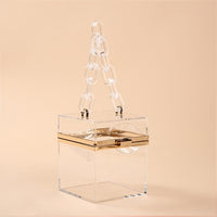New 2020 Trend Transparent Clear Jelly Acrylic Box Handbag With Chian For Women Elegant Evening Party Shoulder Bag Totes Female