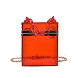New 2020 Trend Transparent Clear Jelly Acrylic Box Handbag With Chian For Women Elegant Evening Party Shoulder Bag Totes Female