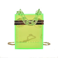 New 2020 Trend Transparent Clear Jelly Acrylic Box Handbag With Chian For Women Elegant Evening Party Shoulder Bag Totes Female