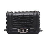 Shoulder Bag Small Crossbody Bags for Women 2020 Luxury Fashion Alligator High Quality PU Leather Chain Bag Designer New Black