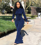 Bling Lurex Sexy Bell Bottom Bodysuit Long Sleeve Striped Flare Jumpsuit Party Night Club Ladies One Piece Plus Size Bodysuit