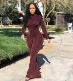 Bling Lurex Sexy Bell Bottom Bodysuit Long Sleeve Striped Flare Jumpsuit Party Night Club Ladies One Piece Plus Size Bodysuit