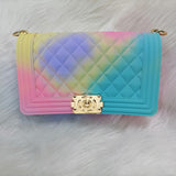 GW Wholesale Summer Candy Messenger Handbags Shoulder Crossbody Bag Ladies Wallet Colorful Rainbow Jelly Purses For Women