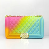GW Wholesale Summer Candy Messenger Handbags Shoulder Crossbody Bag Ladies Wallet Colorful Rainbow Jelly Purses For Women