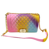 GW Wholesale Summer Candy Messenger Handbags Shoulder Crossbody Bag Ladies Wallet Colorful Rainbow Jelly Purses For Women