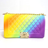 GW Wholesale Summer Candy Messenger Handbags Shoulder Crossbody Bag Ladies Wallet Colorful Rainbow Jelly Purses For Women