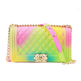 GW Wholesale Summer Candy Messenger Handbags Shoulder Crossbody Bag Ladies Wallet Colorful Rainbow Jelly Purses For Women