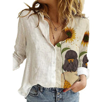 Women Portrait Print Turn-down Collar Button Blouse Shirt 2020 Autumn Long Sleeve Tops Lady New Casual Plus Size Vintage Blouses