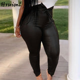 Leather Pants Women Fashion 2020 Plus Size High Waist Belt Long Trousers Autumn Winter Sexy Skinny Woman Pants Femme Pantalon