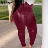 Leather Pants Women Fashion 2020 Plus Size High Waist Belt Long Trousers Autumn Winter Sexy Skinny Woman Pants Femme Pantalon