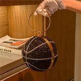Rhinestone Basketball Football Evening Bag Women New Designer Creative Round Ball Clutch Dinner Purse High Quality Personality