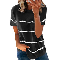 Snake YX Women's Clothing Spring and Summer New Fashion Women's Tie-dye Printed Striped Loose Short-sleeved T-shirt Plus Size