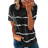 Snake YX Women's Clothing Spring and Summer New Fashion Women's Tie-dye Printed Striped Loose Short-sleeved T-shirt Plus Size