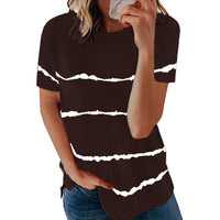 Snake YX Women's Clothing Spring and Summer New Fashion Women's Tie-dye Printed Striped Loose Short-sleeved T-shirt Plus Size