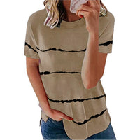Snake YX Women's Clothing Spring and Summer New Fashion Women's Tie-dye Printed Striped Loose Short-sleeved T-shirt Plus Size