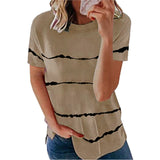 Snake YX Women's Clothing Spring and Summer New Fashion Women's Tie-dye Printed Striped Loose Short-sleeved T-shirt Plus Size