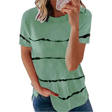 Snake YX Women's Clothing Spring and Summer New Fashion Women's Tie-dye Printed Striped Loose Short-sleeved T-shirt Plus Size